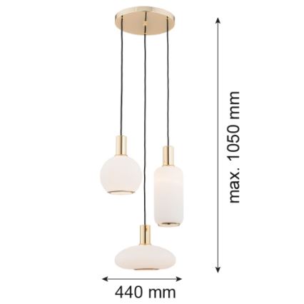 Argon 1489 - Viseći luster na sajli SAGUNTO 3xE27/15W/230V mesing