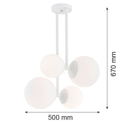 Argon 1644 - Luster na šipci ASPEN 4xE27/15W/230V bela