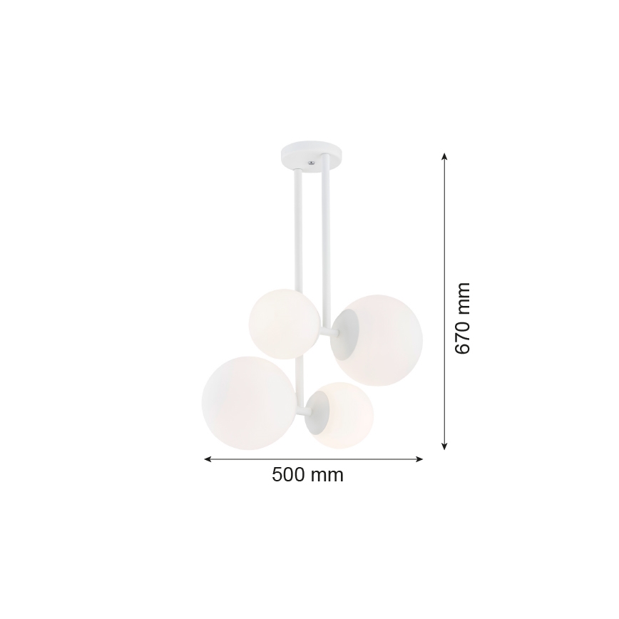 Argon 1644 - Luster na šipci ASPEN 4xE27/15W/230V bela