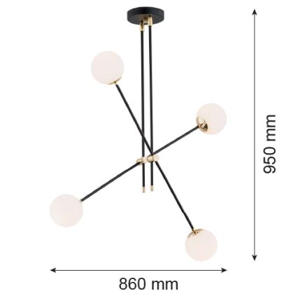Argon 1696 - Luster na šipci ABSTRACT 4xE14/7W/230V crna