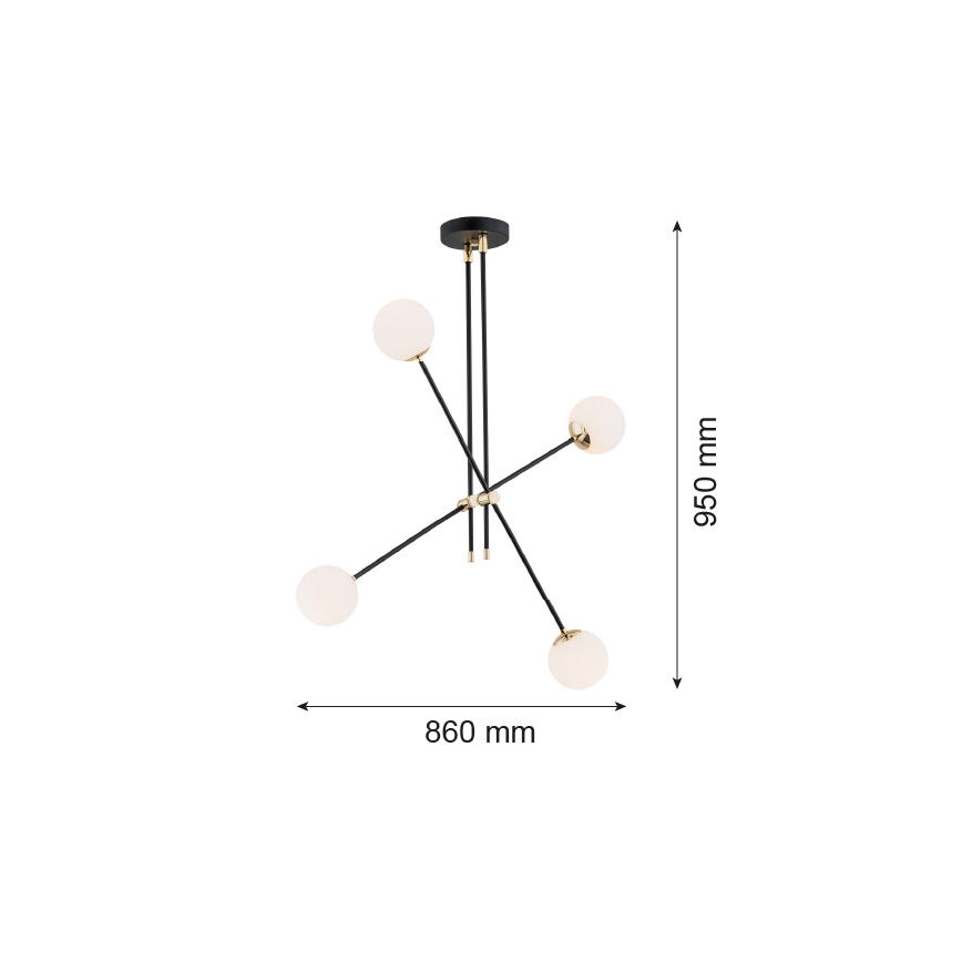 Argon 1696 - Luster na šipci ABSTRACT 4xE14/7W/230V crna