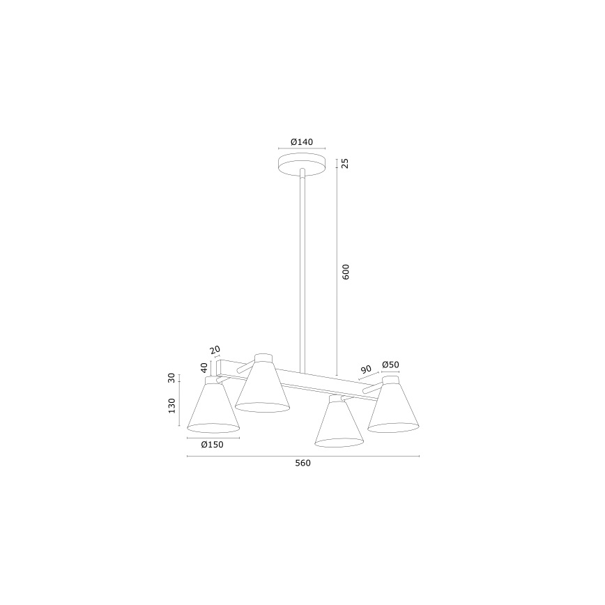 Argon 1774 - Luster na šipci AVALONE 4xE27/15W/230V crna/zlatna