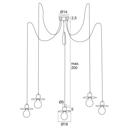Argon 2079 - Luster na sajli CORSO 5xE27/15W/230V pauk sjajni hrom