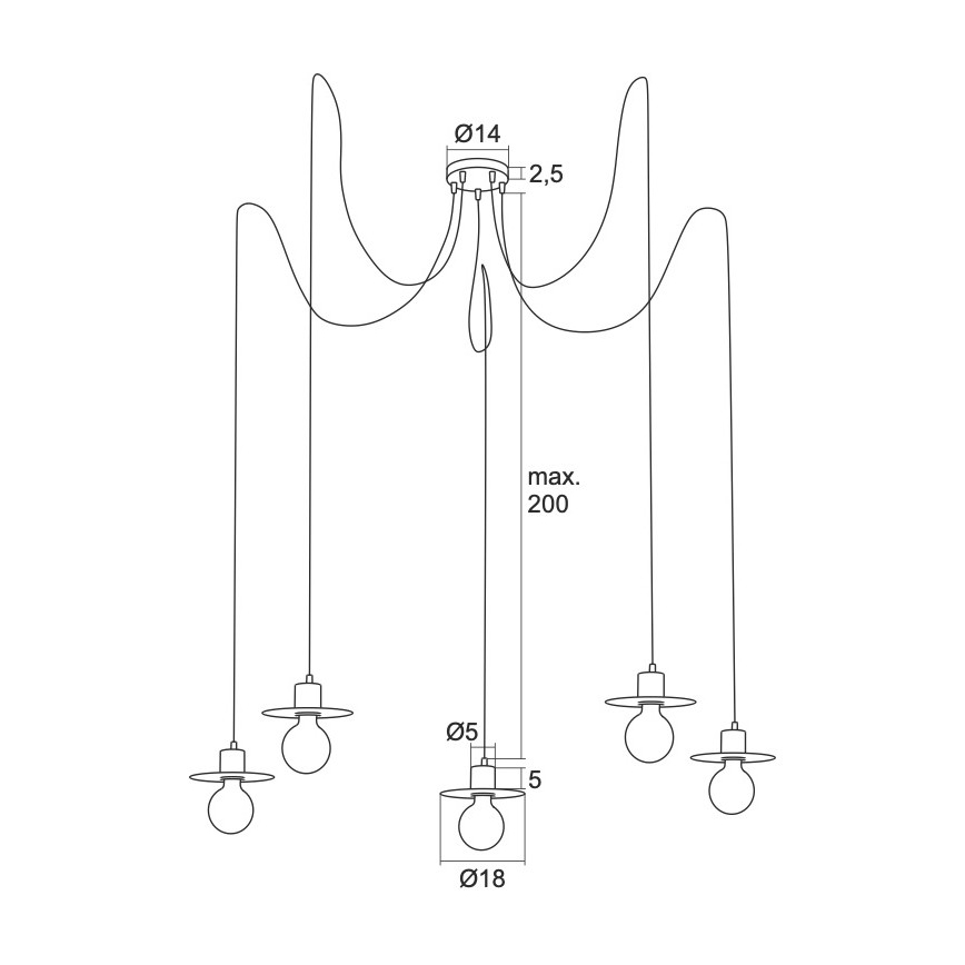Argon 2079 - Luster na sajli CORSO 5xE27/15W/230V pauk sjajni hrom