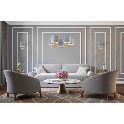 Argon 2085 - Luster na šipci PONTE 5xE27/15W/230V mesing/plava