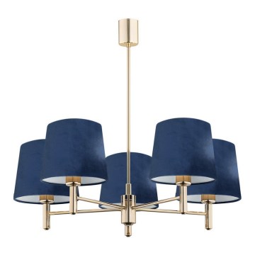 Argon 2086 - Luster na šipci PONTE 5xE27/15W/230V mesing/plava