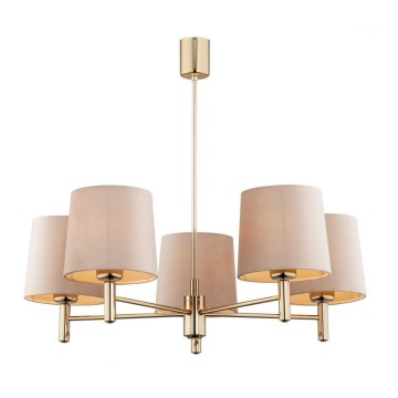 Argon 2105 - Luster na stalku PONTE 5xE27/15W/230V mesing/bež