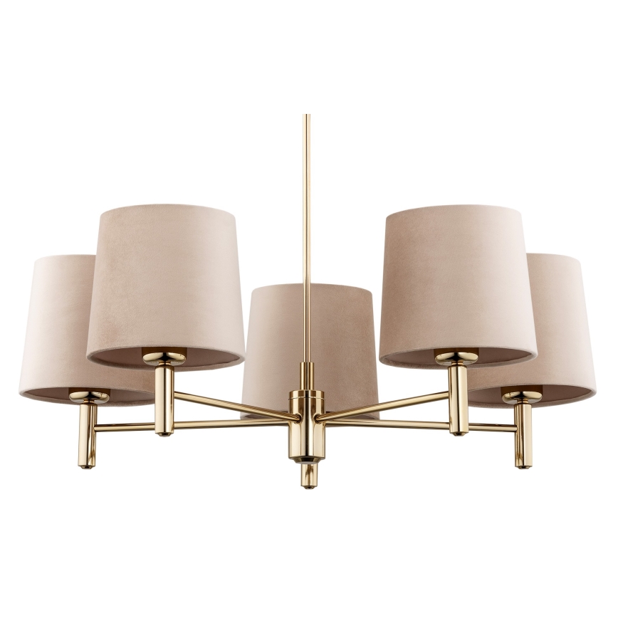 Argon 2105 - Luster na stalku PONTE 5xE27/15W/230V mesing/bež