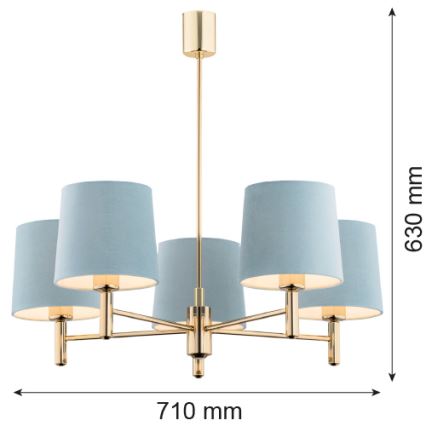 Argon 2106 - Luster na štangu PONTE 5xE27/15W/230V mesing/krem