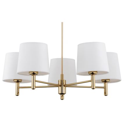 Argon 2106 - Luster na štangu PONTE 5xE27/15W/230V mesing/krem