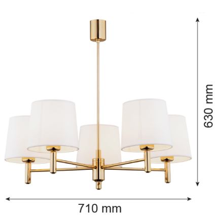 Argon 2106 - Luster na štangu PONTE 5xE27/15W/230V mesing/krem