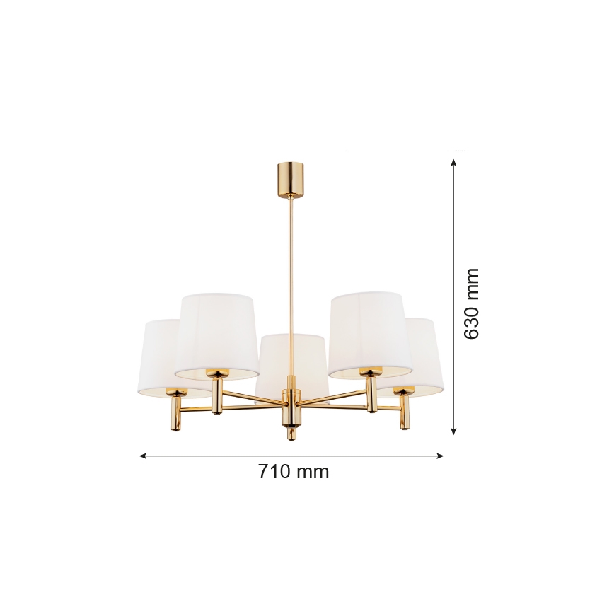 Argon 2106 - Luster na štangu PONTE 5xE27/15W/230V mesing/krem