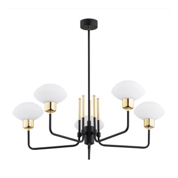 Argon 2128 - luster na šipci RAVELLO, 5xE14/15W/230V, crna/zlatna