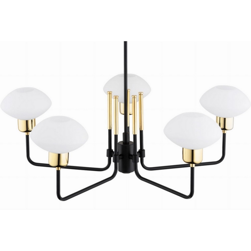 Argon 2128 - luster na šipci RAVELLO, 5xE14/15W/230V, crna/zlatna