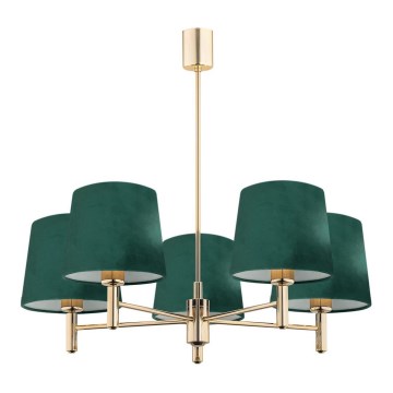 Argon 2145 - Luster na štapu PONTE 5xE27/15W/230V zelena/mesing