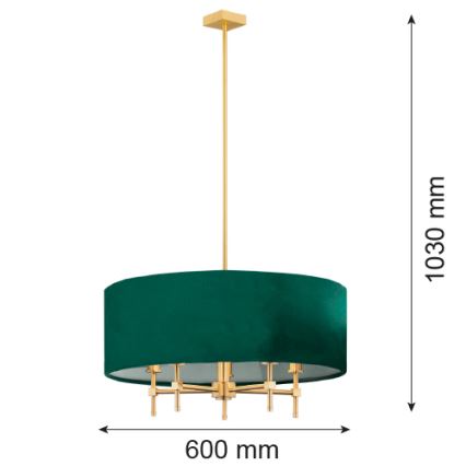 Argon 2146 - Luster na šipci ABBANO 5xE14/7W/230V mesing/zeleno