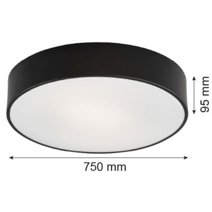 Argon 2536 - Plafonsko svetlo DARLING 6xE27/15W/230V prečnik 75 cm crno