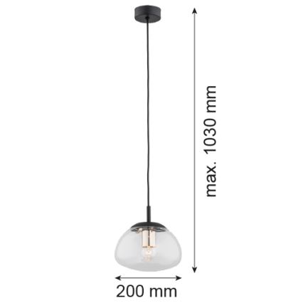Argon 4331 - Viseći luster na sajli TRINI 1xE27/15W/230V, prečnik 20 cm, crna