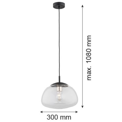 Argon 4332 - Luster na sajli TRINI 1xE27/15W/230V prečnik 30 cm crna