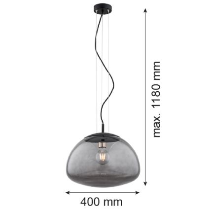 Argon 4350 - Luster na sajli TRINI 1xE27/15W/230V prečnik 40 cm crna