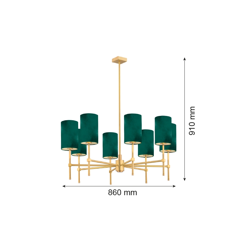 Argon 5055 - Luster na šipci ABRUZZO 8xE14/7W/230V mesing/zelena
