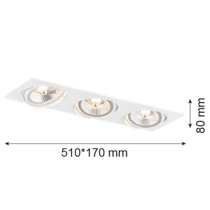 Argon 6115 - Ugradno svetlo OLIMP za spušteni plafon 3xGU10-AR111/12W/230V belo