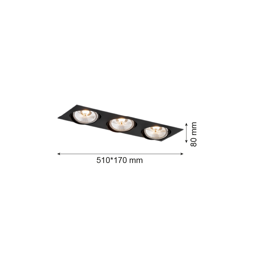 Argon 6116 - Ugradbena lampa OLIMP 3xGU10-AR111/12W/230V crno