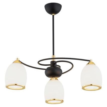 Argon 6144 - Luster na štapu AVILA PLUS 3xE27/15W/230V crna/zlatna/bela
