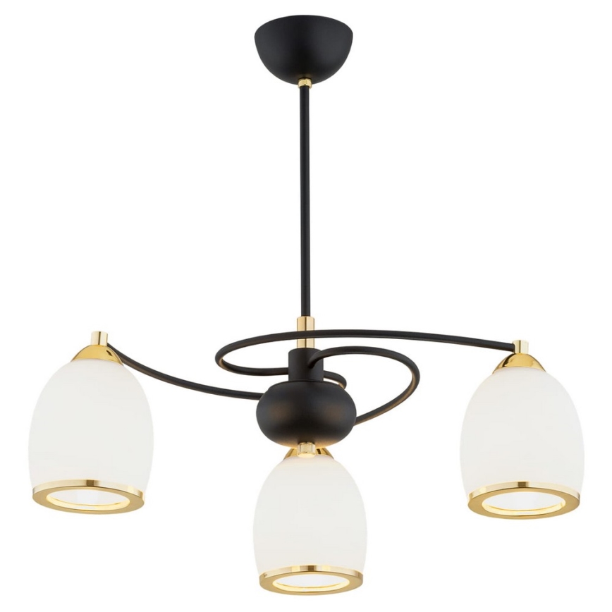 Argon 6144 - Luster na štapu AVILA PLUS 3xE27/15W/230V crna/zlatna/bela