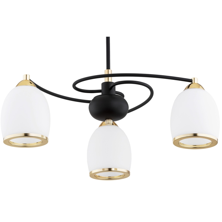 Argon 6144 - Luster na štapu AVILA PLUS 3xE27/15W/230V crna/zlatna/bela