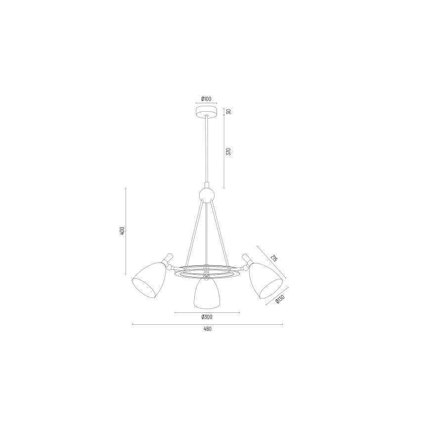 Argon 6149 - Luster na štapu CHARLOTTE 3xE27/15W/230V crna/zlatna