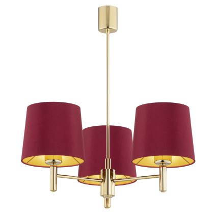 Argon 6266 - Luster na šipci PONTE PLUS 3xE27/15W/230V crvena