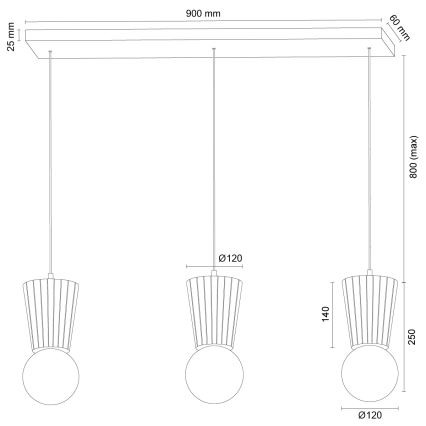 Argon 6357 - Kupatilski luster na sajli VOLANTE 3xG9/6W/230V IP44 bež