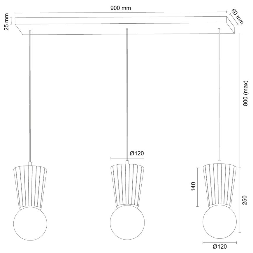 Argon 6358 - Luster za kupatilo na sajli VOLANTE 3xG9/6W/230V IP44 braon