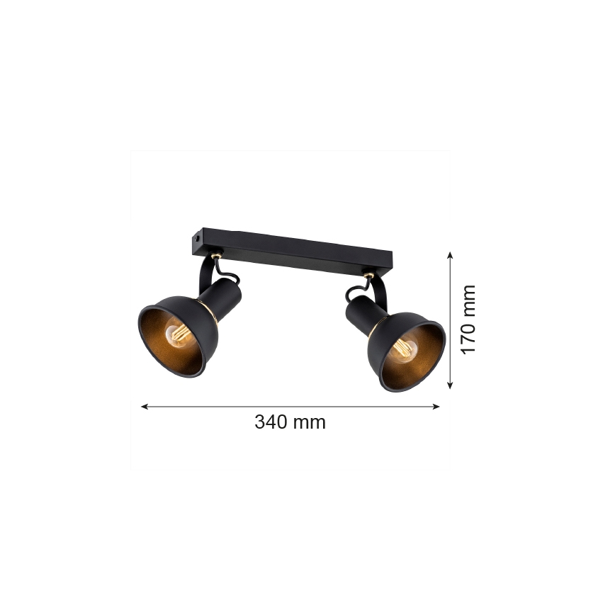 Argon 7037 - Spot svetiljka TWIST 2xE14/7W/230V crna/zlatna