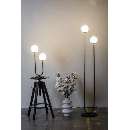 Argon 7072 - Stolna lampa FERRONE 2xE14/7W/230V crna/bela/zlatna