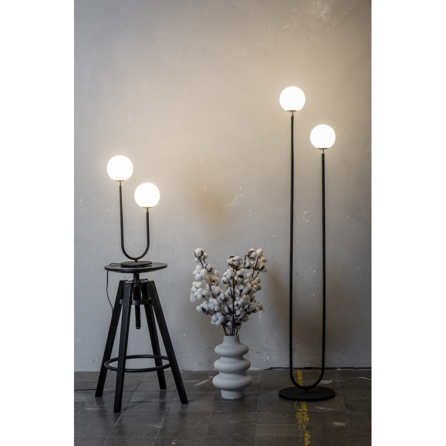Argon 7072 - Stolna lampa FERRONE 2xE14/7W/230V crna/bela/zlatna