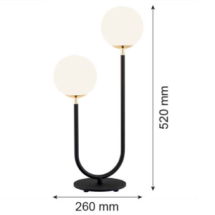 Argon 7072 - Stolna lampa FERRONE 2xE14/7W/230V crna/bela/zlatna
