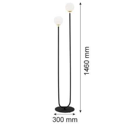Argon 7073 - Stojeća lampa FERRONE 2xE14/7W/230V crna/bela/zlatna