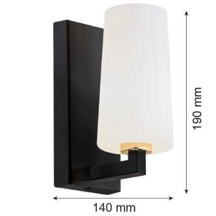 Argon 8056 - Zidna lampa CAMELOT PLUS 1xE27/15W/230V crna/bela/zlatna