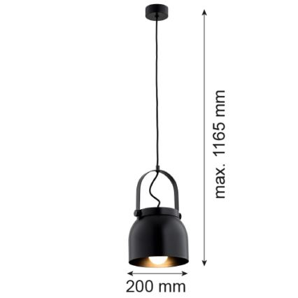 Argon 8281 - Luster na sajli LOGAN 1xE27/15W/230V preč. 20 cm crna