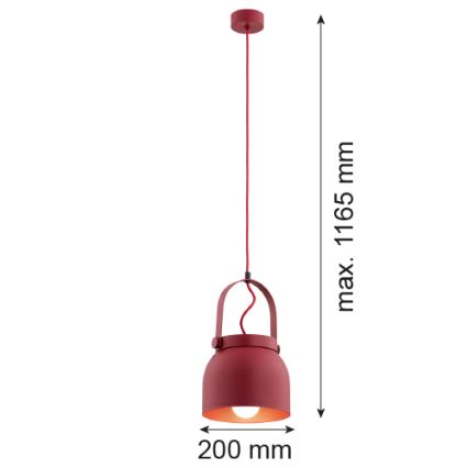Argon 8282 - Luster na sajli LOGAN 1xE27/15W/230V prečnika 20 cm crvena
