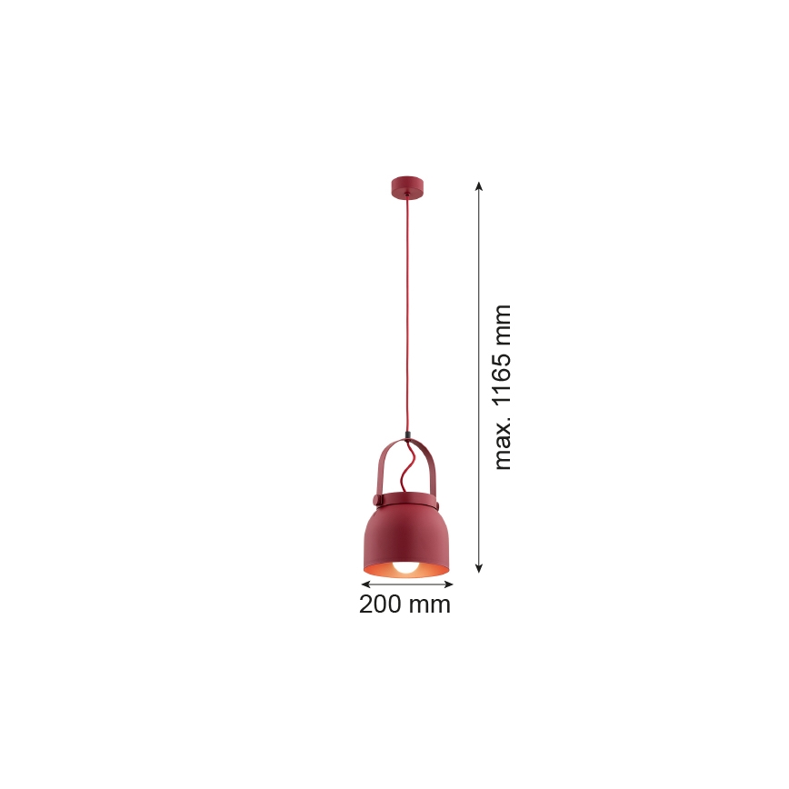 Argon 8282 - Luster na sajli LOGAN 1xE27/15W/230V prečnika 20 cm crvena