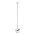 Argon 8451 - Luster na sajli ALMIROS 1xE14/7W/230V, Ø 12 cm, alabaster bela/zlatna
