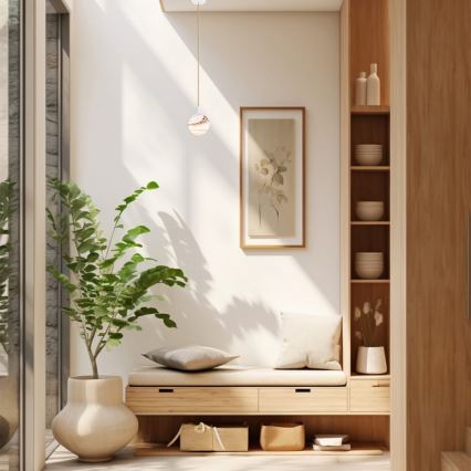 Argon 8451 - Luster na sajli ALMIROS 1xE14/7W/230V, Ø 12 cm, alabaster bela/zlatna