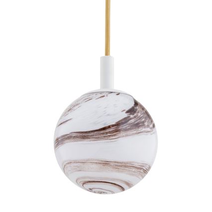 Argon 8451 - Luster na sajli ALMIROS 1xE14/7W/230V, Ø 12 cm, alabaster bela/zlatna