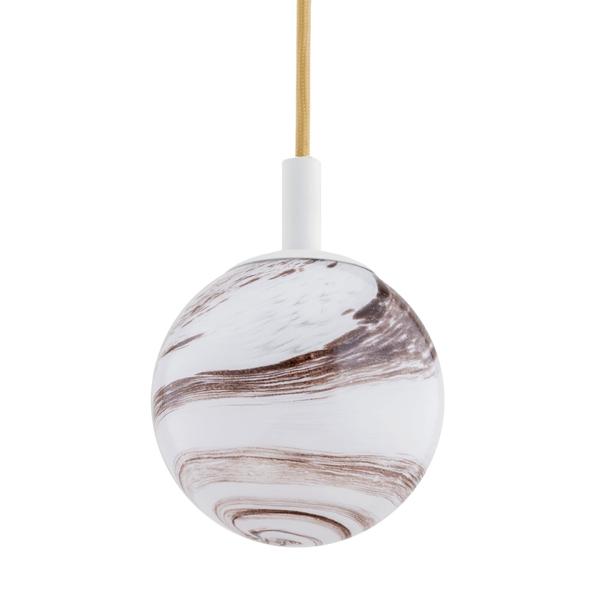 Argon 8451 - Luster na sajli ALMIROS 1xE14/7W/230V, Ø 12 cm, alabaster bela/zlatna