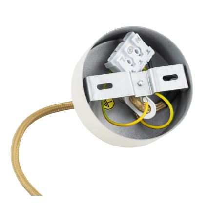 Argon 8451 - Luster na sajli ALMIROS 1xE14/7W/230V, Ø 12 cm, alabaster bela/zlatna
