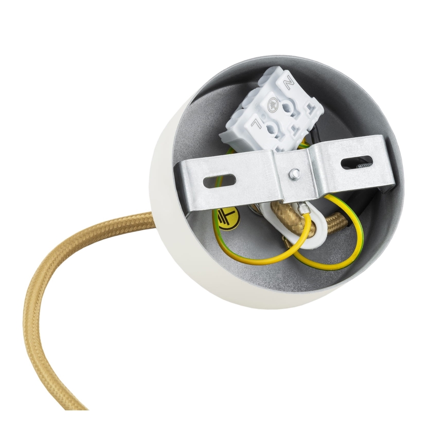 Argon 8451 - Luster na sajli ALMIROS 1xE14/7W/230V, Ø 12 cm, alabaster bela/zlatna