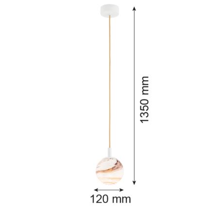 Argon 8451 - Luster na sajli ALMIROS 1xE14/7W/230V, Ø 12 cm, alabaster bela/zlatna